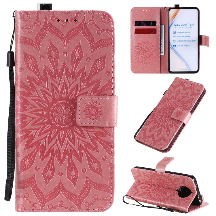 For Xiaomi Redmi K30 Pro Embossed Sunflower Pattern Horizontal Flip PU Leather Case with Holder & Card Slots & Wallet & Lanyard