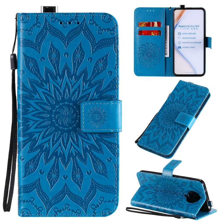 For Xiaomi Redmi K30 Pro Embossed Sunflower Pattern Horizontal Flip PU Leather Case with Holder & Card Slots & Wallet & Lanyard