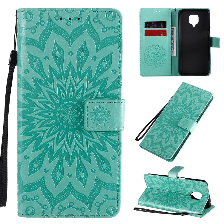 For Xiaomi Redmi Note 9 Pro Embossed Sunflower Pattern Horizontal Flip PU Leather Case with Holder & Card Slots & Wallet & Lanyard