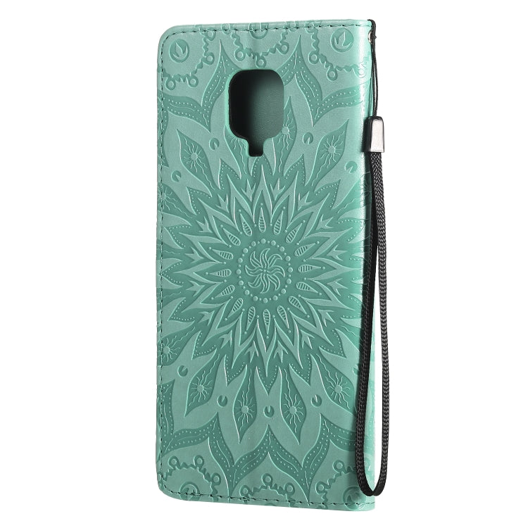 For Xiaomi Redmi Note 9 Pro Embossed Sunflower Pattern Horizontal Flip PU Leather Case with Holder & Card Slots & Wallet & Lanyard