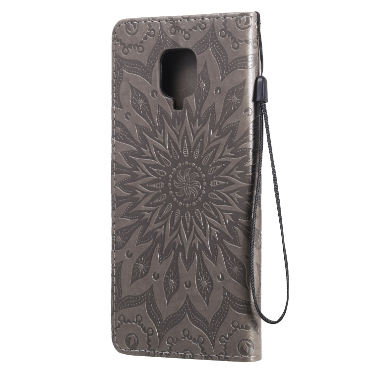For Xiaomi Redmi Note 9 Pro Embossed Sunflower Pattern Horizontal Flip PU Leather Case with Holder & Card Slots & Wallet & Lanyard