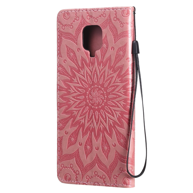 For Xiaomi Redmi Note 9 Pro Embossed Sunflower Pattern Horizontal Flip PU Leather Case with Holder & Card Slots & Wallet & Lanyard