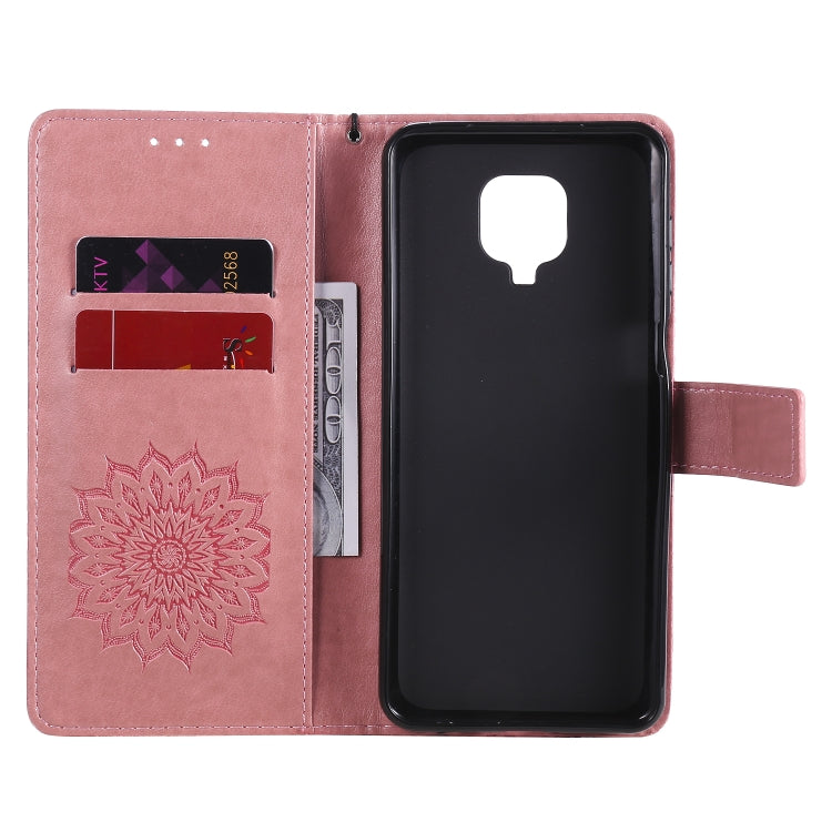 For Xiaomi Redmi Note 9 Pro Embossed Sunflower Pattern Horizontal Flip PU Leather Case with Holder & Card Slots & Wallet & Lanyard