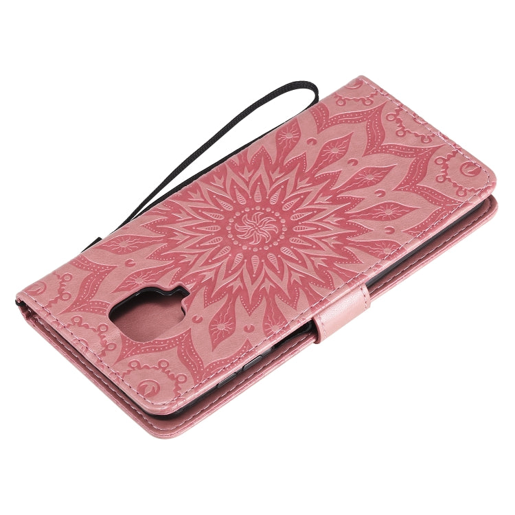 For Xiaomi Redmi Note 9 Pro Embossed Sunflower Pattern Horizontal Flip PU Leather Case with Holder & Card Slots & Wallet & Lanyard