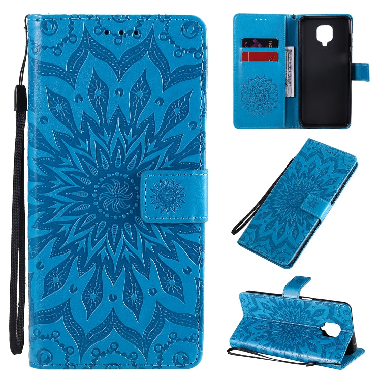 For Xiaomi Redmi Note 9 Pro Embossed Sunflower Pattern Horizontal Flip PU Leather Case with Holder & Card Slots & Wallet & Lanyard