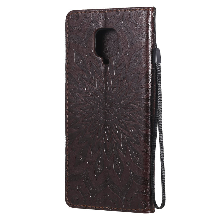 For Xiaomi Redmi Note 9 Pro Embossed Sunflower Pattern Horizontal Flip PU Leather Case with Holder & Card Slots & Wallet & Lanyard