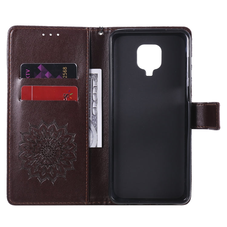 For Xiaomi Redmi Note 9 Pro Embossed Sunflower Pattern Horizontal Flip PU Leather Case with Holder & Card Slots & Wallet & Lanyard
