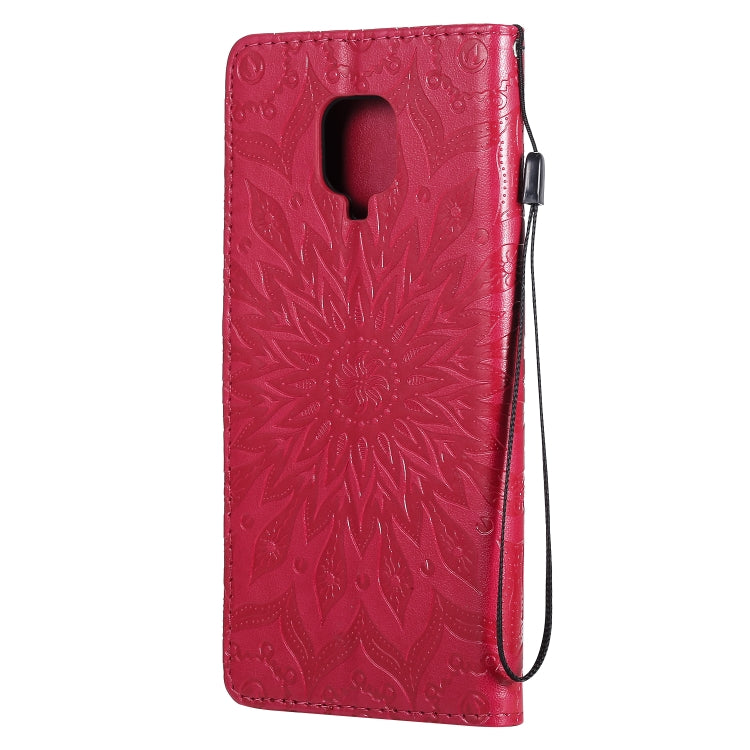 For Xiaomi Redmi Note 9 Pro Embossed Sunflower Pattern Horizontal Flip PU Leather Case with Holder & Card Slots & Wallet & Lanyard