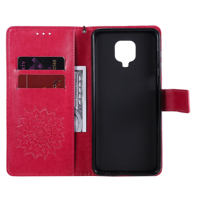 For Xiaomi Redmi Note 9 Pro Embossed Sunflower Pattern Horizontal Flip PU Leather Case with Holder & Card Slots & Wallet & Lanyard