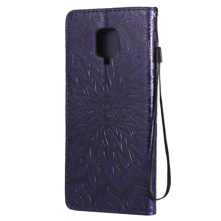For Xiaomi Redmi Note 9 Pro Embossed Sunflower Pattern Horizontal Flip PU Leather Case with Holder & Card Slots & Wallet & Lanyard