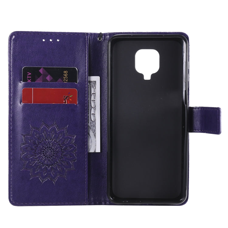 For Xiaomi Redmi Note 9 Pro Embossed Sunflower Pattern Horizontal Flip PU Leather Case with Holder & Card Slots & Wallet & Lanyard