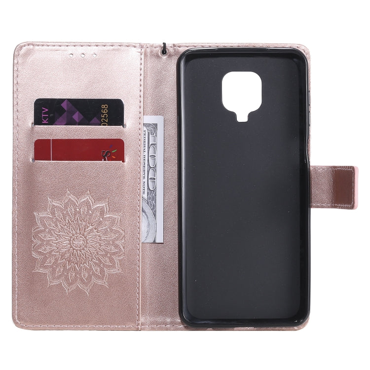 For Xiaomi Redmi Note 9 Pro Embossed Sunflower Pattern Horizontal Flip PU Leather Case with Holder & Card Slots & Wallet & Lanyard