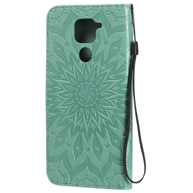For Xiaomi Redmi Note 9/Redmi 10X 4G Embossed Sunflower Pattern Horizontal Flip PU Leather Case with Holder & Card Slots & Wallet & Lanyard
