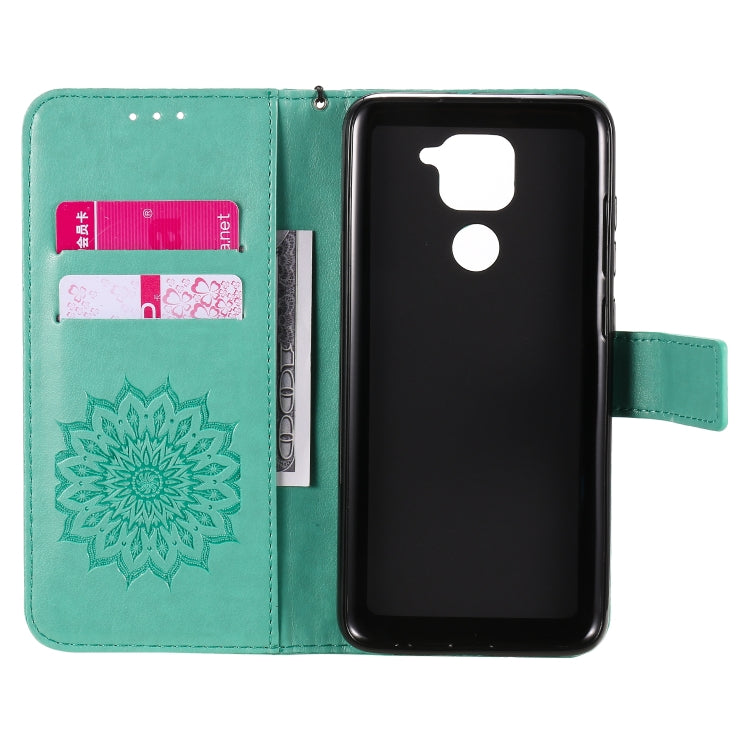 For Xiaomi Redmi Note 9/Redmi 10X 4G Embossed Sunflower Pattern Horizontal Flip PU Leather Case with Holder & Card Slots & Wallet & Lanyard