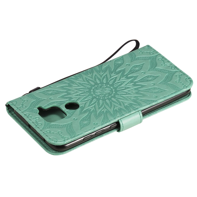 For Xiaomi Redmi Note 9/Redmi 10X 4G Embossed Sunflower Pattern Horizontal Flip PU Leather Case with Holder & Card Slots & Wallet & Lanyard