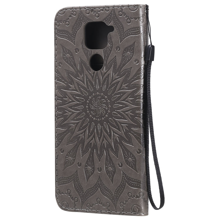 For Xiaomi Redmi Note 9/Redmi 10X 4G Embossed Sunflower Pattern Horizontal Flip PU Leather Case with Holder & Card Slots & Wallet & Lanyard