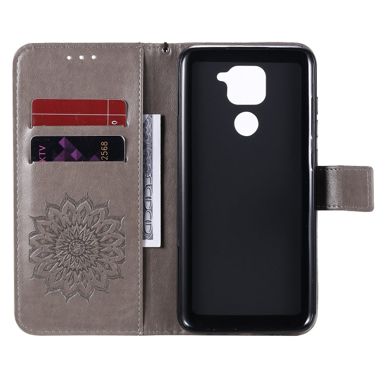 For Xiaomi Redmi Note 9/Redmi 10X 4G Embossed Sunflower Pattern Horizontal Flip PU Leather Case with Holder & Card Slots & Wallet & Lanyard