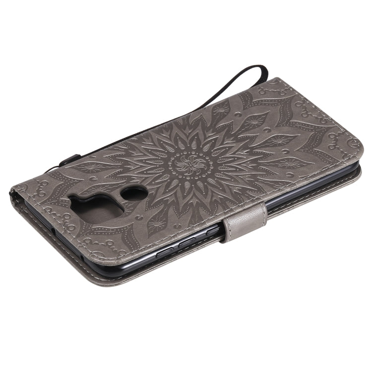 For Xiaomi Redmi Note 9/Redmi 10X 4G Embossed Sunflower Pattern Horizontal Flip PU Leather Case with Holder & Card Slots & Wallet & Lanyard