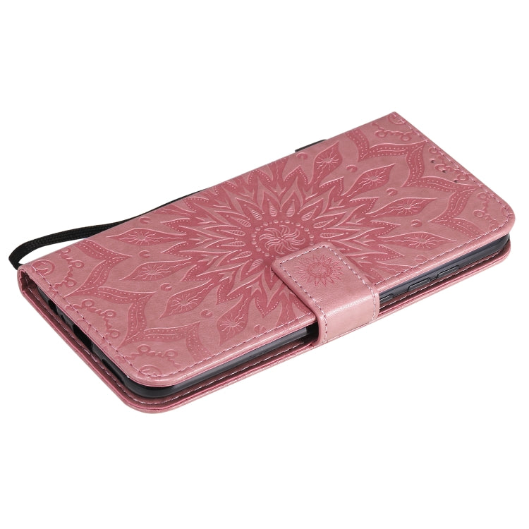For Xiaomi Redmi Note 9/Redmi 10X 4G Embossed Sunflower Pattern Horizontal Flip PU Leather Case with Holder & Card Slots & Wallet & Lanyard