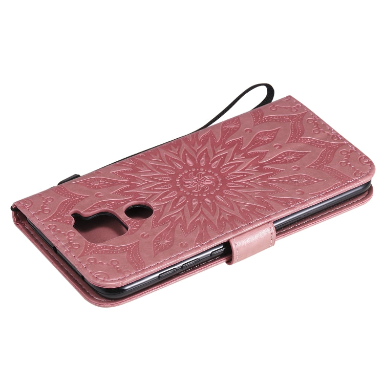 For Xiaomi Redmi Note 9/Redmi 10X 4G Embossed Sunflower Pattern Horizontal Flip PU Leather Case with Holder & Card Slots & Wallet & Lanyard