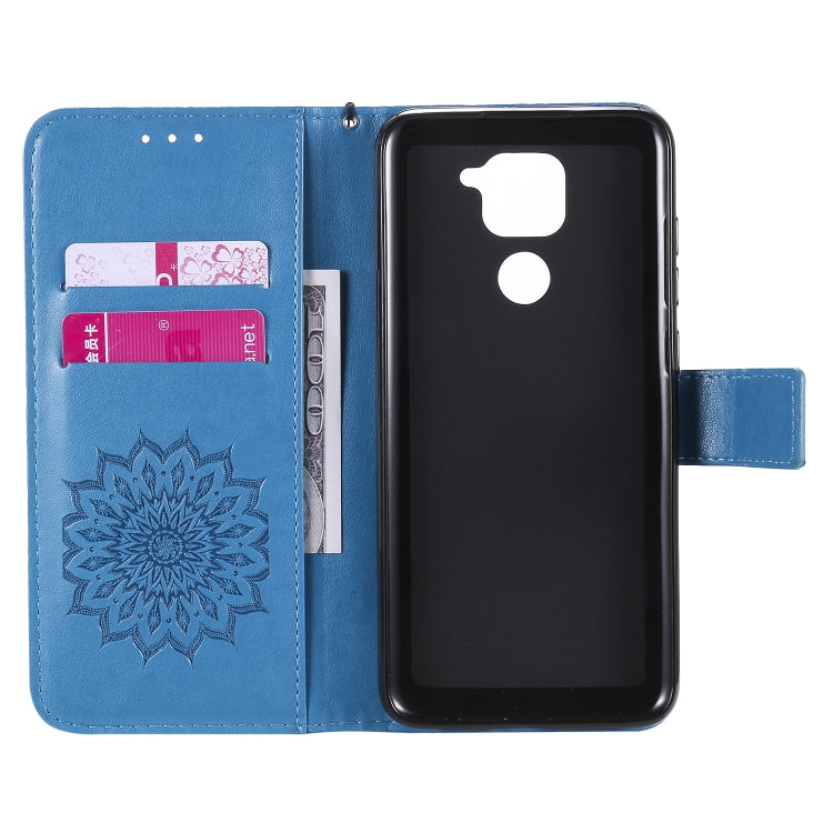 For Xiaomi Redmi Note 9/Redmi 10X 4G Embossed Sunflower Pattern Horizontal Flip PU Leather Case with Holder & Card Slots & Wallet & Lanyard