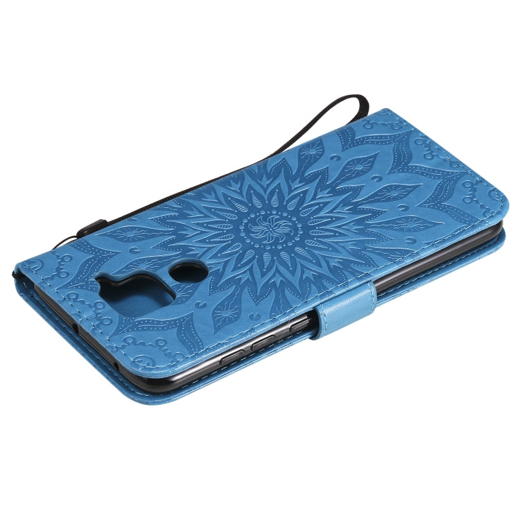 For Xiaomi Redmi Note 9/Redmi 10X 4G Embossed Sunflower Pattern Horizontal Flip PU Leather Case with Holder & Card Slots & Wallet & Lanyard