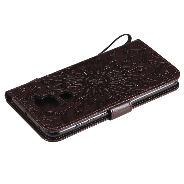 For Xiaomi Redmi Note 9/Redmi 10X 4G Embossed Sunflower Pattern Horizontal Flip PU Leather Case with Holder & Card Slots & Wallet & Lanyard