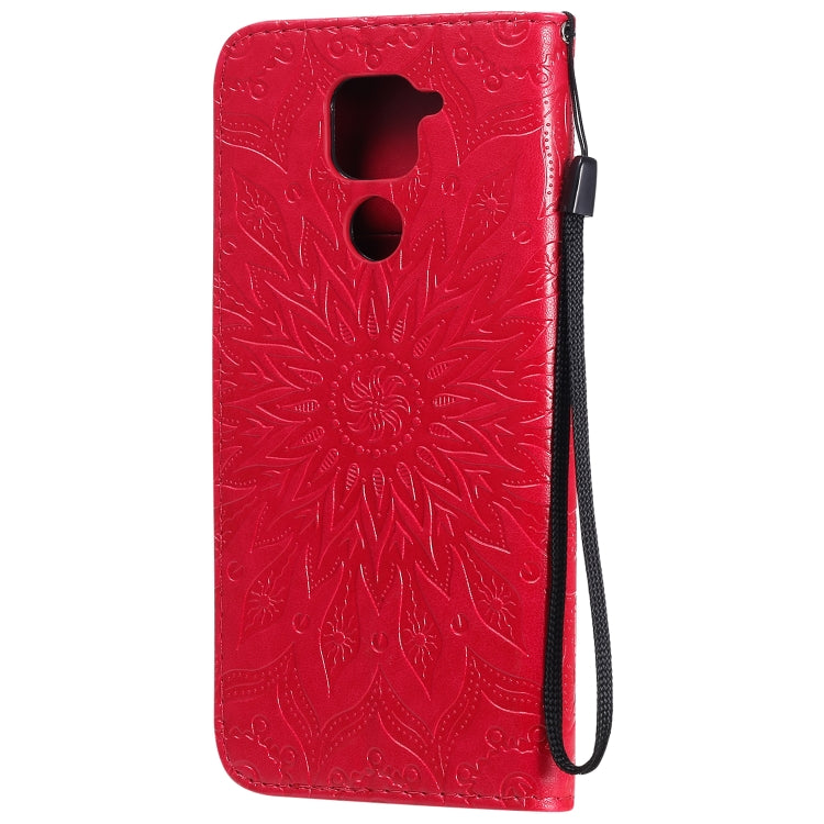 For Xiaomi Redmi Note 9/Redmi 10X 4G Embossed Sunflower Pattern Horizontal Flip PU Leather Case with Holder & Card Slots & Wallet & Lanyard