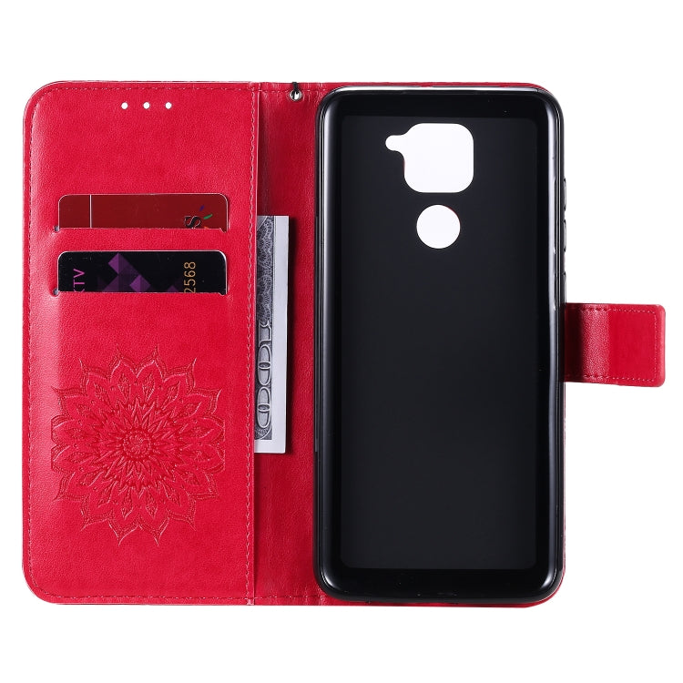 For Xiaomi Redmi Note 9/Redmi 10X 4G Embossed Sunflower Pattern Horizontal Flip PU Leather Case with Holder & Card Slots & Wallet & Lanyard