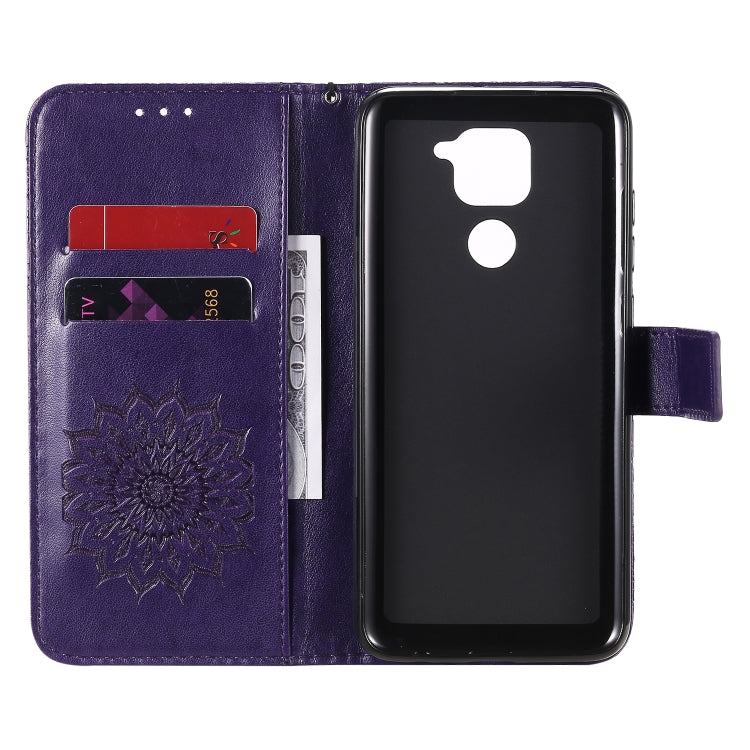 For Xiaomi Redmi Note 9/Redmi 10X 4G Embossed Sunflower Pattern Horizontal Flip PU Leather Case with Holder & Card Slots & Wallet & Lanyard