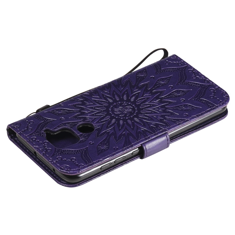 For Xiaomi Redmi Note 9/Redmi 10X 4G Embossed Sunflower Pattern Horizontal Flip PU Leather Case with Holder & Card Slots & Wallet & Lanyard