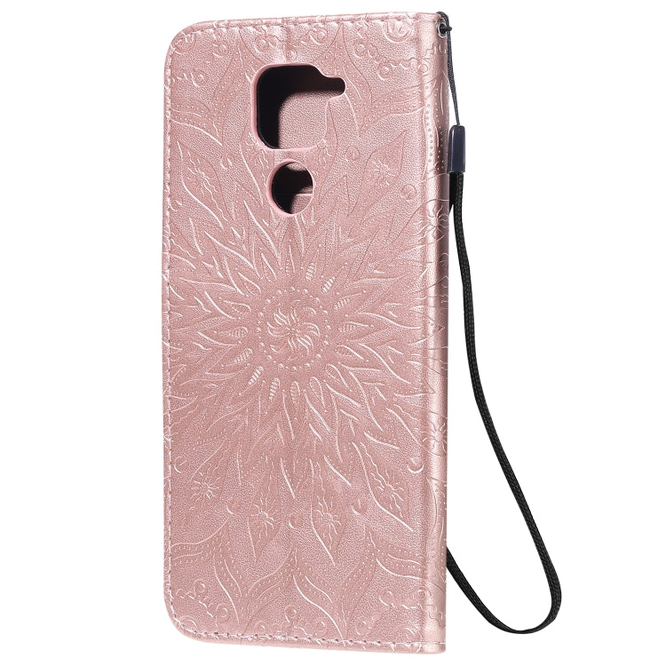 For Xiaomi Redmi Note 9/Redmi 10X 4G Embossed Sunflower Pattern Horizontal Flip PU Leather Case with Holder & Card Slots & Wallet & Lanyard