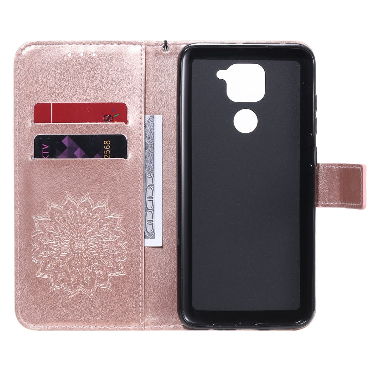 For Xiaomi Redmi Note 9/Redmi 10X 4G Embossed Sunflower Pattern Horizontal Flip PU Leather Case with Holder & Card Slots & Wallet & Lanyard
