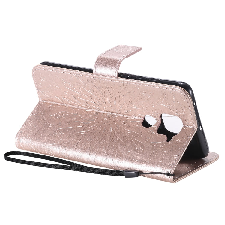 For Xiaomi Redmi Note 9/Redmi 10X 4G Embossed Sunflower Pattern Horizontal Flip PU Leather Case with Holder & Card Slots & Wallet & Lanyard