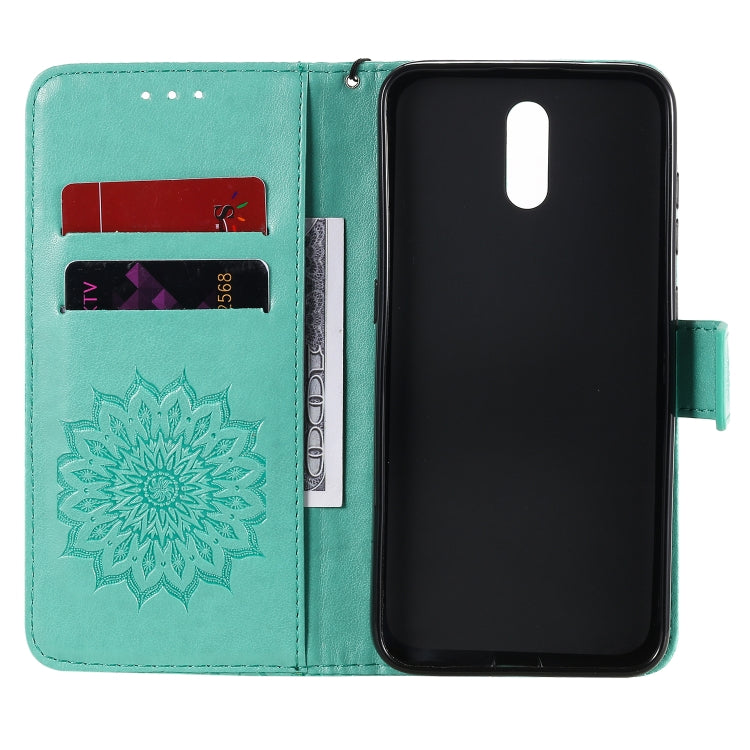 For Nokia 2.3 Embossed Sunflower Pattern Horizontal Flip PU Leather Case with Holder & Card Slots & Wallet & Lanyard