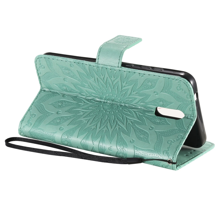 For Nokia 2.3 Embossed Sunflower Pattern Horizontal Flip PU Leather Case with Holder & Card Slots & Wallet & Lanyard