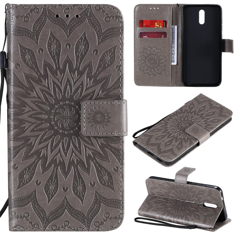 For Nokia 2.3 Embossed Sunflower Pattern Horizontal Flip PU Leather Case with Holder & Card Slots & Wallet & Lanyard