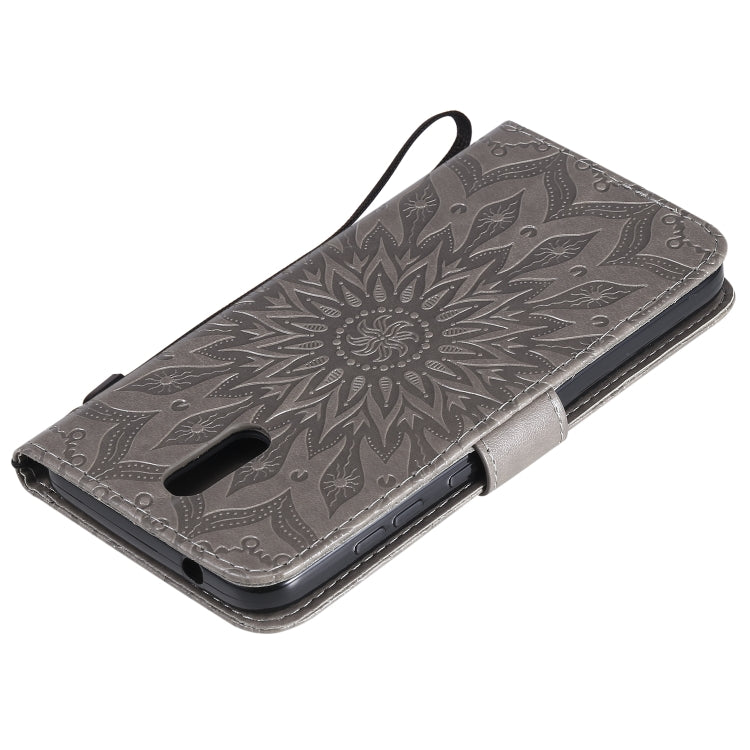 For Nokia 2.3 Embossed Sunflower Pattern Horizontal Flip PU Leather Case with Holder & Card Slots & Wallet & Lanyard