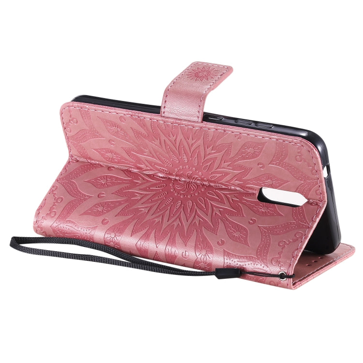 For Nokia 2.3 Embossed Sunflower Pattern Horizontal Flip PU Leather Case with Holder & Card Slots & Wallet & Lanyard