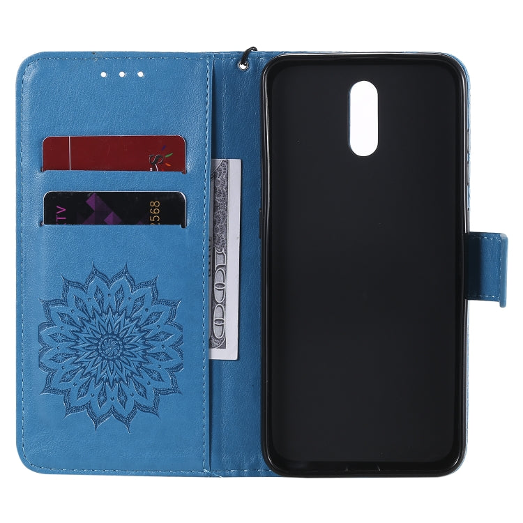 For Nokia 2.3 Embossed Sunflower Pattern Horizontal Flip PU Leather Case with Holder & Card Slots & Wallet & Lanyard