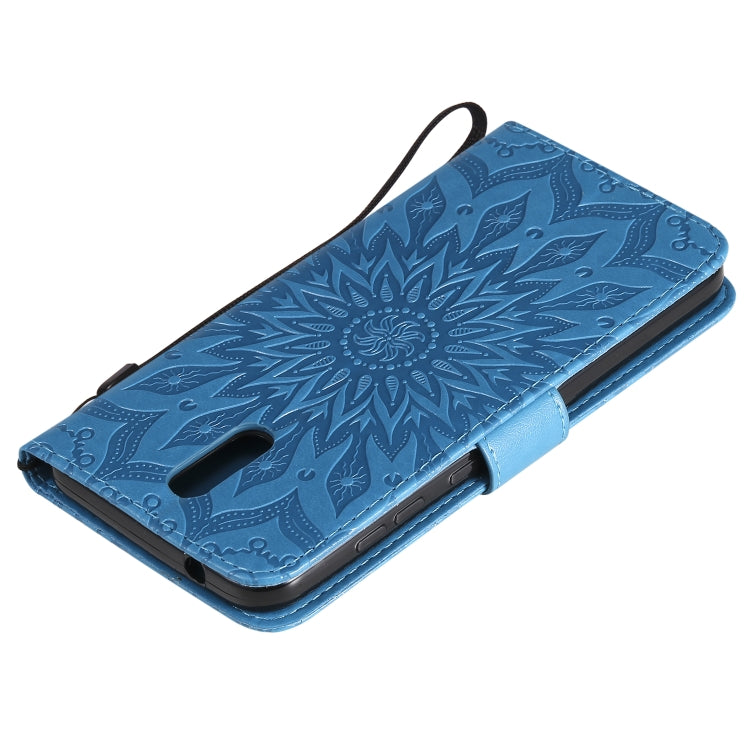 For Nokia 2.3 Embossed Sunflower Pattern Horizontal Flip PU Leather Case with Holder & Card Slots & Wallet & Lanyard