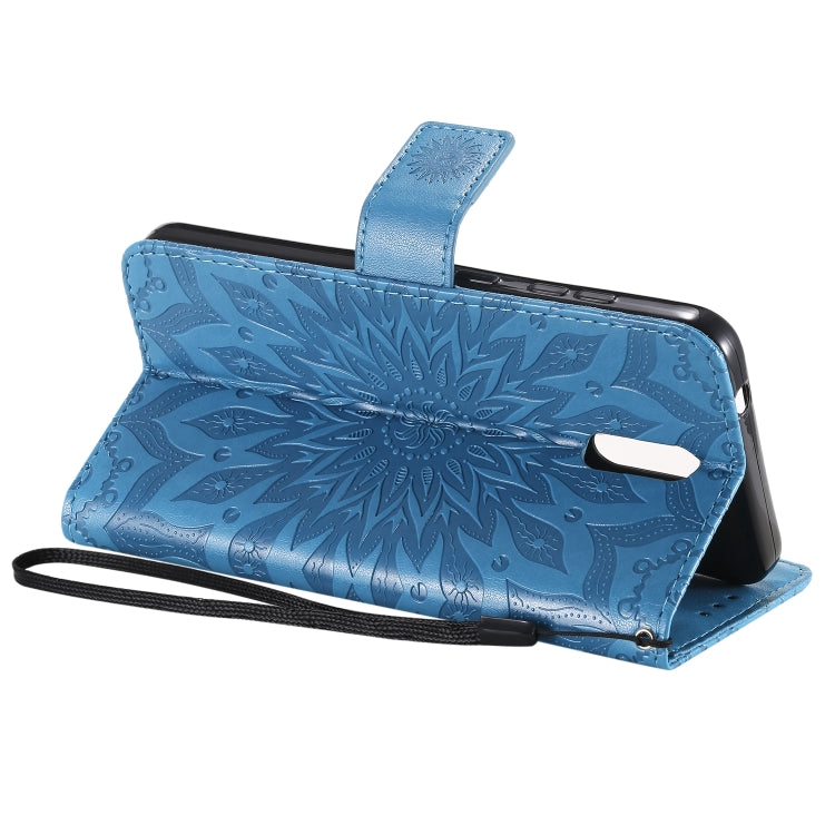 For Nokia 2.3 Embossed Sunflower Pattern Horizontal Flip PU Leather Case with Holder & Card Slots & Wallet & Lanyard