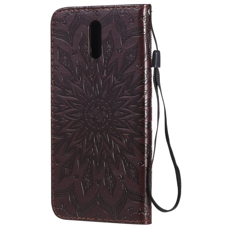 For Nokia 2.3 Embossed Sunflower Pattern Horizontal Flip PU Leather Case with Holder & Card Slots & Wallet & Lanyard