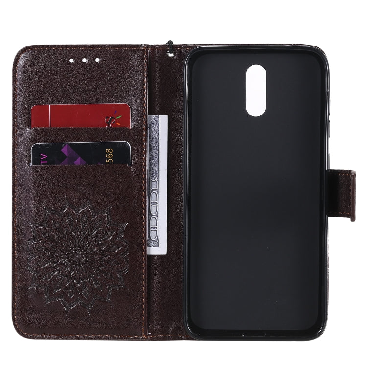 For Nokia 2.3 Embossed Sunflower Pattern Horizontal Flip PU Leather Case with Holder & Card Slots & Wallet & Lanyard