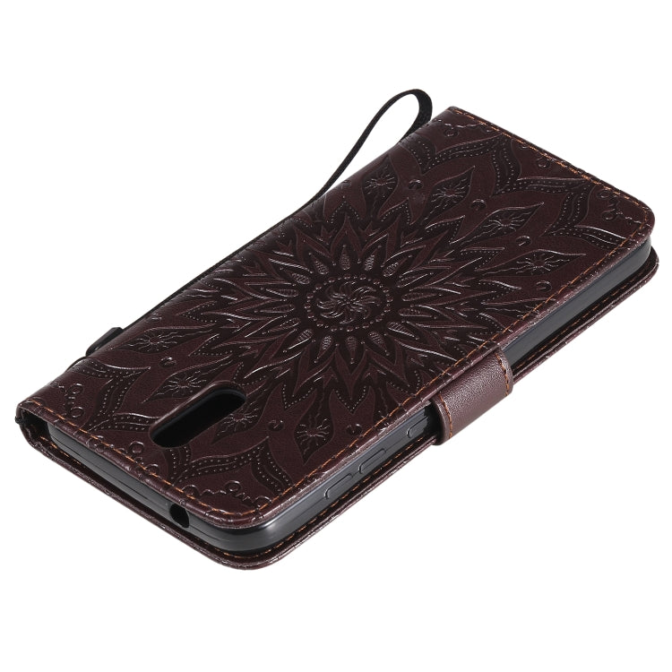 For Nokia 2.3 Embossed Sunflower Pattern Horizontal Flip PU Leather Case with Holder & Card Slots & Wallet & Lanyard