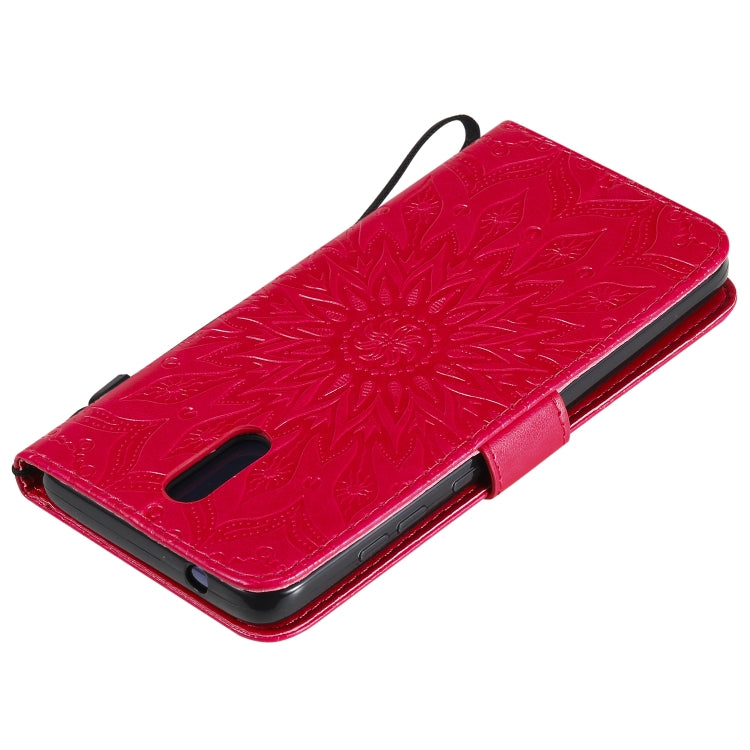 For Nokia 2.3 Embossed Sunflower Pattern Horizontal Flip PU Leather Case with Holder & Card Slots & Wallet & Lanyard