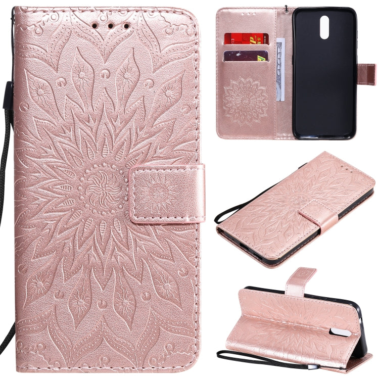For Nokia 2.3 Embossed Sunflower Pattern Horizontal Flip PU Leather Case with Holder & Card Slots & Wallet & Lanyard