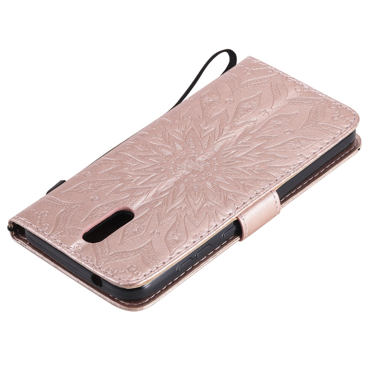 For Nokia 2.3 Embossed Sunflower Pattern Horizontal Flip PU Leather Case with Holder & Card Slots & Wallet & Lanyard