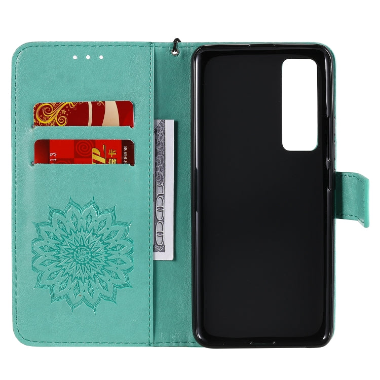 For Huawei Nova 7 Pro 5G Embossed Sunflower Pattern Horizontal Flip PU Leather Case with Holder & Card Slots & Wallet & Lanyard