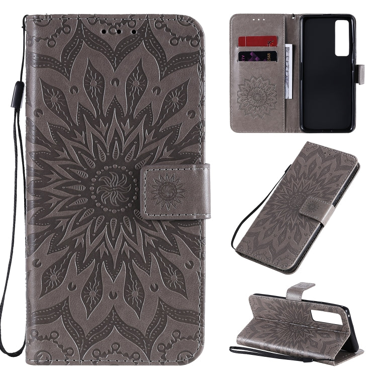 For Huawei Nova 7 Pro 5G Embossed Sunflower Pattern Horizontal Flip PU Leather Case with Holder & Card Slots & Wallet & Lanyard